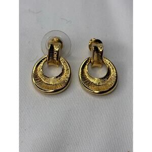 Napier small vintage door knocker  gold toned earrings